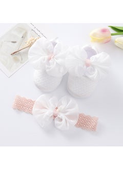 2022 new spring and autumn baby shoes hair band suit 0-1 year old baby shoes soft bottom toddler princess shoes 3-8 monthsSilky bow White + hair band Silky bow White + hair band