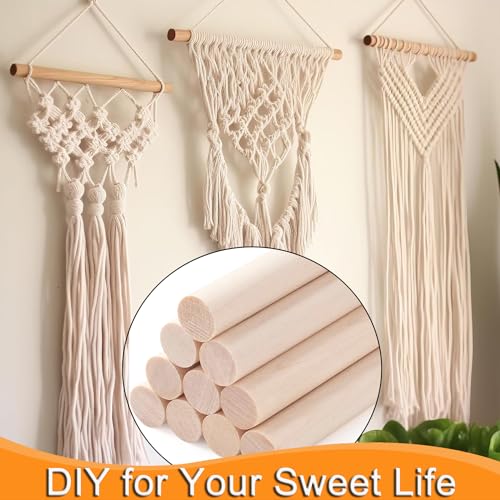 Yaliuliu 10PCS Dowel Rods Wood Dowels, 1/2 x 12 Inch Round Wooden Sticks for Craft, Macrame Dowel, Unfinished Solid Wood Sticks for Arts and DIYers - Image 4