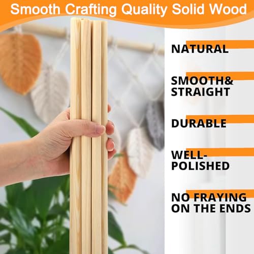 Yaliuliu 10PCS Dowel Rods Wood Dowels, 1/2 x 12 Inch Round Wooden Sticks for Craft, Macrame Dowel, Unfinished Solid Wood Sticks for Arts and DIYers - Image 3