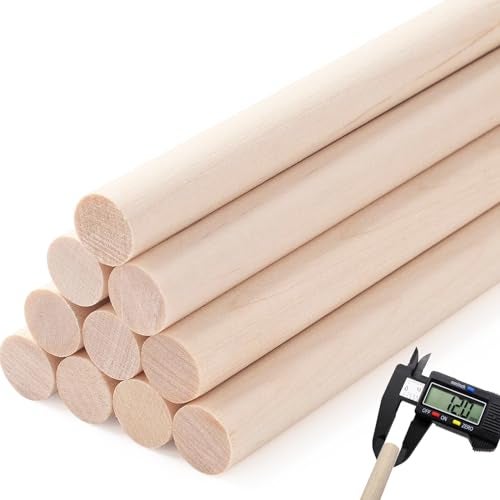 Yaliuliu 10PCS Dowel Rods Wood Dowels, 1/2 x 12 Inch Round Wooden Sticks for Craft, Macrame Dowel, Unfinished Solid Wood Sticks for Arts and DIYers - Image 1