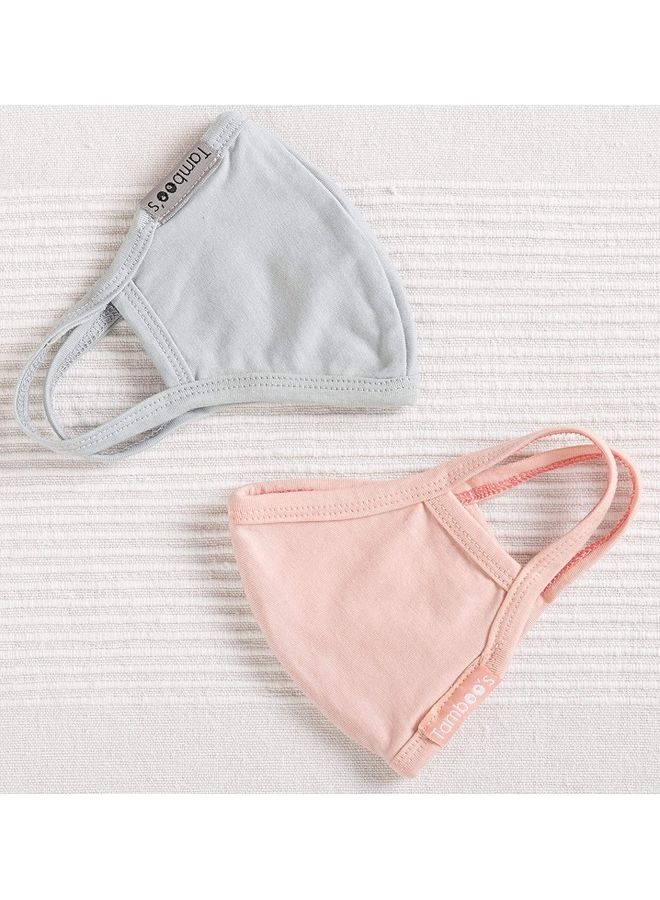 Tamboo's 2-Piece Eco Friendly Reusable Washable Soft Adults Face Masks Salmon Pink/Grey Mist 30x13.5cm - Image 1