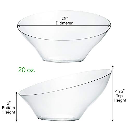 PLASTICPRO Disposable Angled Plastic Bowls Round Medium Serving Bowl, Elegant for Party's, Snack, or Salad Bowl, Clear Pack of 4 - Image 2
