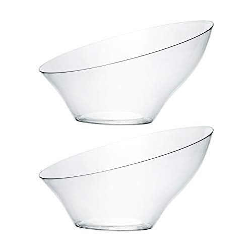 PLASTICPRO Disposable Angled Plastic Bowls Round Medium Serving Bowl, Elegant for Party's, Snack, or Salad Bowl, Clear Pack of 4 - Image 1
