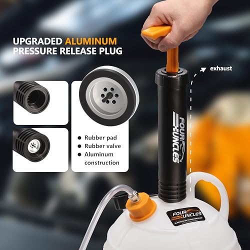 FOUR UNCLES 6L Manual Oil Extractor Pump - Fluid Extractor with 59" Main Hose, Three 41" Extension Tubes for Automotive Oil Change, a Brake Bleeding Hose for Brake Fluid Change - Image 2
