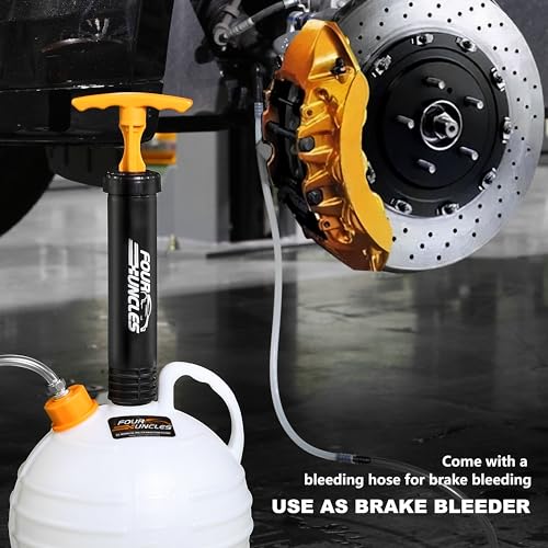 FOUR UNCLES 6L Manual Oil Extractor Pump - Fluid Extractor with 59" Main Hose, Three 41" Extension Tubes for Automotive Oil Change, a Brake Bleeding Hose for Brake Fluid Change - Image 5