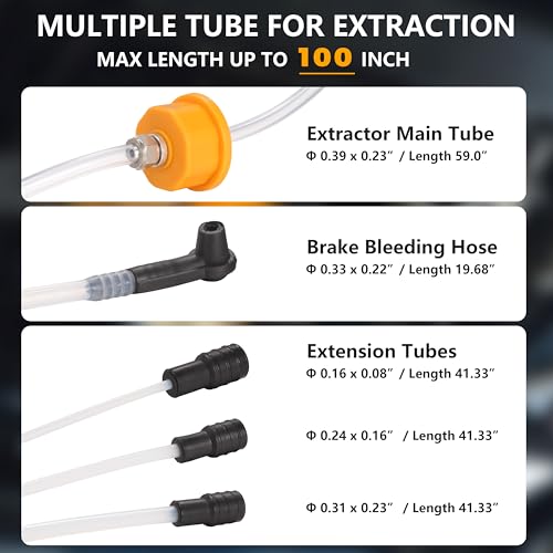 FOUR UNCLES 6L Manual Oil Extractor Pump - Fluid Extractor with 59" Main Hose, Three 41" Extension Tubes for Automotive Oil Change, a Brake Bleeding Hose for Brake Fluid Change - Image 3