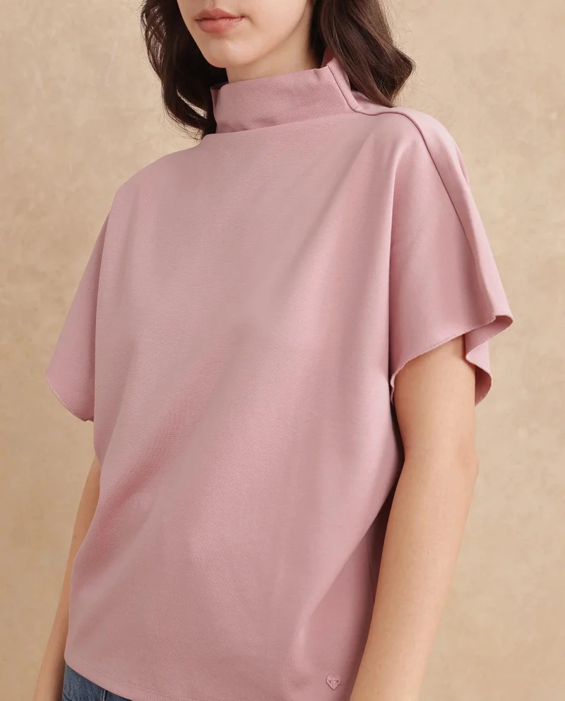 Rareism Women's High Neck Extended Sleeve Top