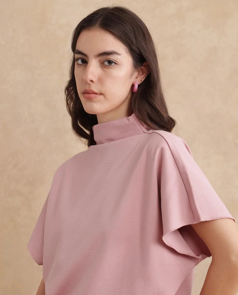 Rareism Women's High Neck Extended Sleeve Top