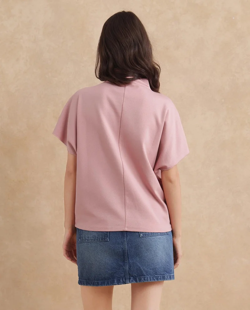 Rareism Women's High Neck Extended Sleeve Top