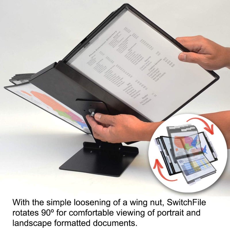 Ultimate Office SwitchFile Reference Organizer Displays Both Landscape or Portrait Documents, Desk or Wall Mount, Featuring, 10 EZ-Load Pockets to Hold 20 Sheets of Paper, Black Pockets - Image 5