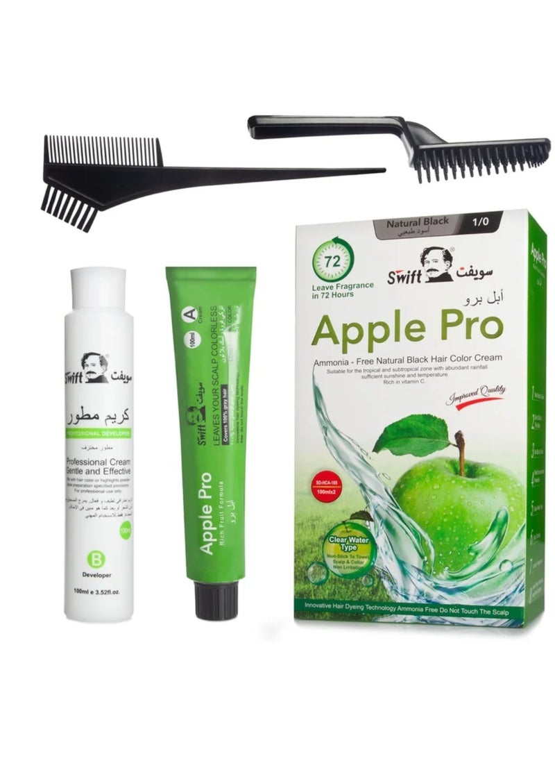 Swift Swift Apple Pro ( Natural Black ) Hair Color - No Ammonia - 100mlx2  - Image 1