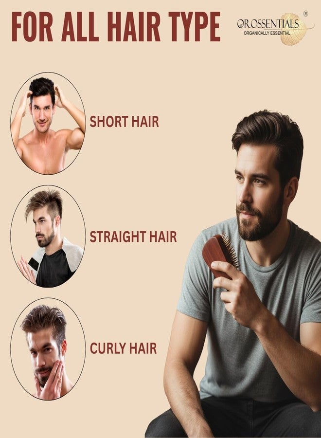 OROSSENTIALS Premium wooden hair Brush without handle Pack of 1 || brush for hair growth || Wooden Hair Detangling Brush Lightweight Natural Comb for Smooth Styling Gentle Scalp Massage for Massage Scalp Handmade Natural Hair Brush Hairbrush with Bamboo Pins All Hair Types(ORO-052) - Image 5