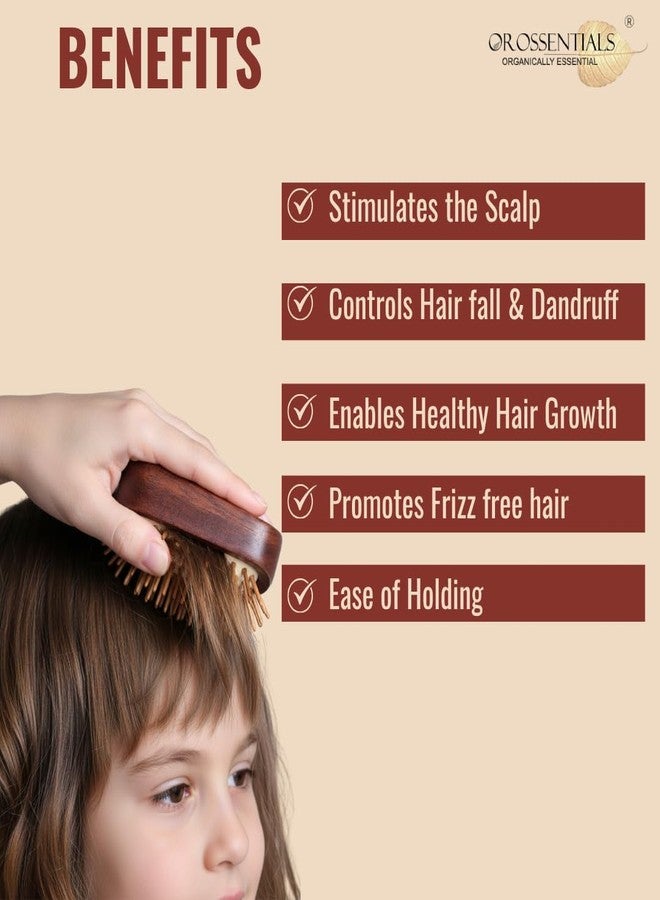 OROSSENTIALS Premium wooden hair Brush without handle Pack of 1 || brush for hair growth || Wooden Hair Detangling Brush Lightweight Natural Comb for Smooth Styling Gentle Scalp Massage for Massage Scalp Handmade Natural Hair Brush Hairbrush with Bamboo Pins All Hair Types(ORO-052) - Image 3