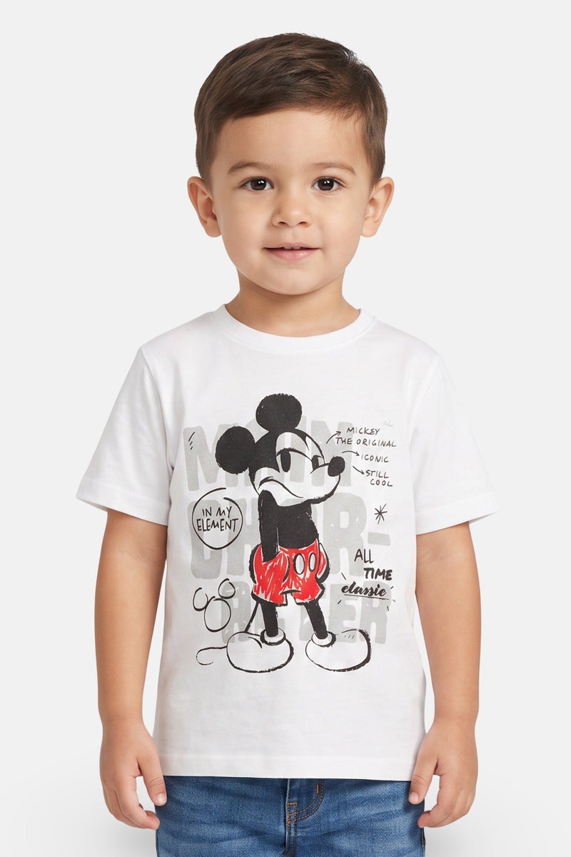 Disney Toddlers Boy Mickey And Friends Short Sleeve Top, White - Image 1