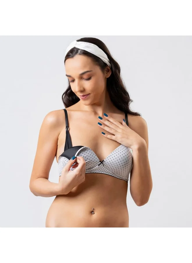 Aadaraya Aadaraya Printed Padded Nursing Bra with Hook and Eye Closure