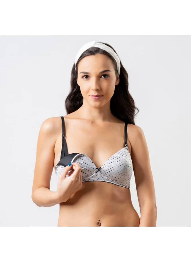 Aadaraya Aadaraya Printed Padded Nursing Bra with Hook and Eye Closure