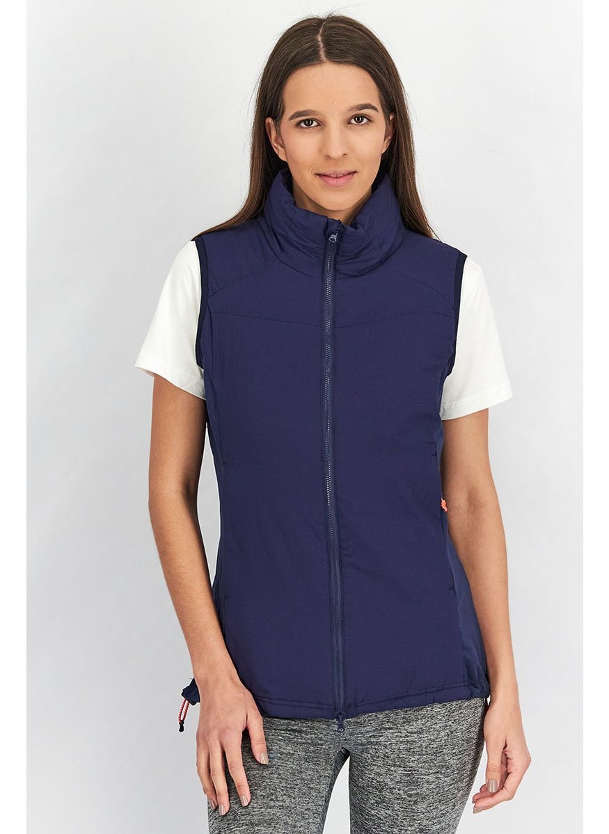 Tchibo Women Mock Neck Hybrid Gilet, Navy Blue  - Image 1