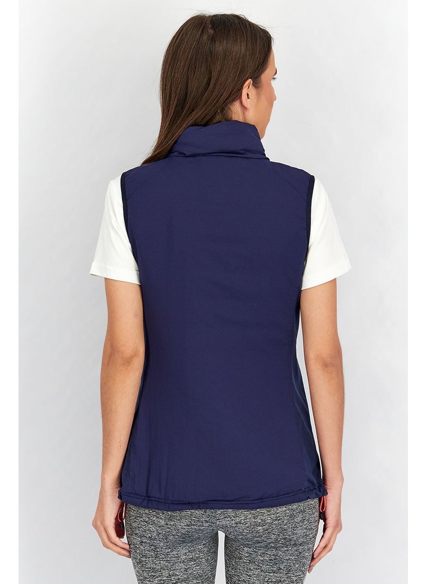 Tchibo Women Mock Neck Hybrid Gilet, Navy Blue  - Image 2