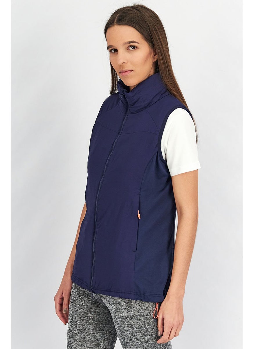 Tchibo Women Mock Neck Hybrid Gilet, Navy Blue  - Image 4