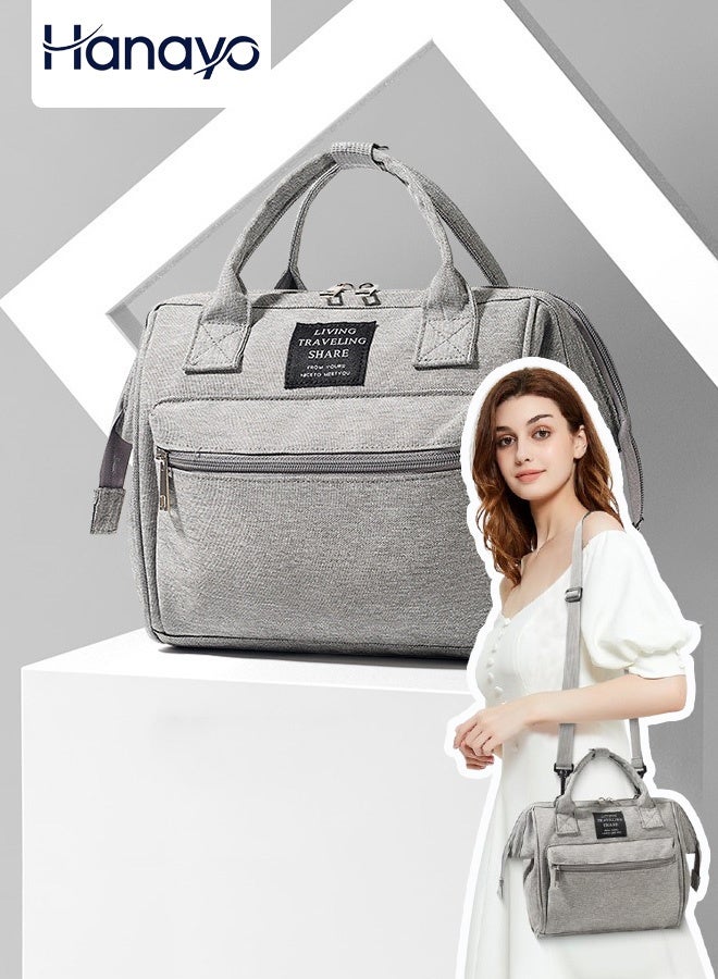 Hanayo حقيبة حفاضات الأطفال حقيبة كتف حقيبة أطفال محمولة حقيبة متعددة الوظائف للأمهات مع حزام كتف قابل للفصل حقيبة يد بسحاب متعددة الوظائف للأم والأب للسفر والاستخدام اليومي (رمادي) - Image 1