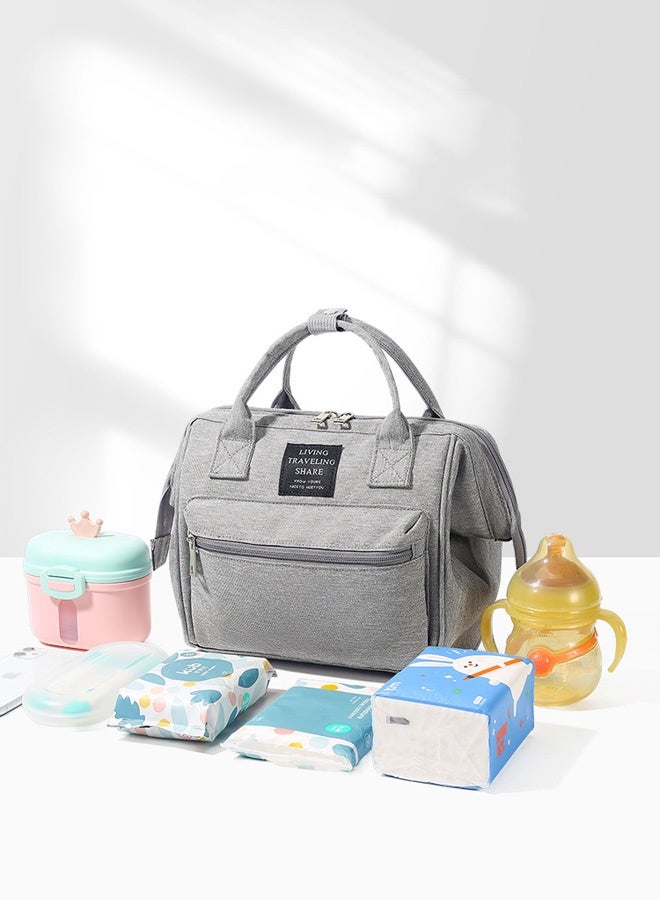 Hanayo حقيبة حفاضات الأطفال حقيبة كتف حقيبة أطفال محمولة حقيبة متعددة الوظائف للأمهات مع حزام كتف قابل للفصل حقيبة يد بسحاب متعددة الوظائف للأم والأب للسفر والاستخدام اليومي (رمادي) - Image 3