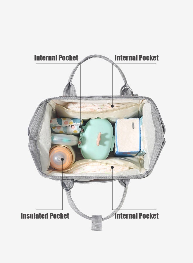 Hanayo حقيبة حفاضات الأطفال حقيبة كتف حقيبة أطفال محمولة حقيبة متعددة الوظائف للأمهات مع حزام كتف قابل للفصل حقيبة يد بسحاب متعددة الوظائف للأم والأب للسفر والاستخدام اليومي (رمادي) - Image 5