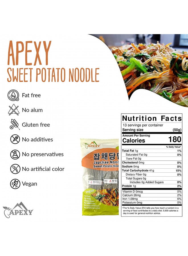 APEXY APEXY Sweet Potato Glass Noodles, Japchae Noodles, Korean Vermicelli Pasta, Fat-free and Gluten-free, 100% Sweet Potato Starch, No Additive, No Alum inside, 24oz (680g) Pack of 2  - Image 1