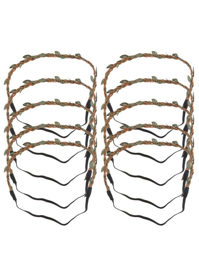 Beaupretty 10Pcs Flower Wreath Headband Diy Rattan Garland Hairband Flower Crown Hair Wreath Halo Natural Headdress For Wedding Festival Party Vacation Photography Prop Brown  - Image 2