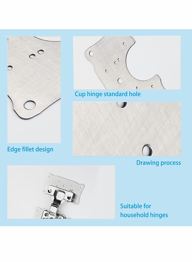 Cabinet Hinge Repair Plate, Stainless Steel Kits with Mounting Screws Wooden for Protecting Furniture and Kitchen Cabinet(4 Half Hole) - Image 2