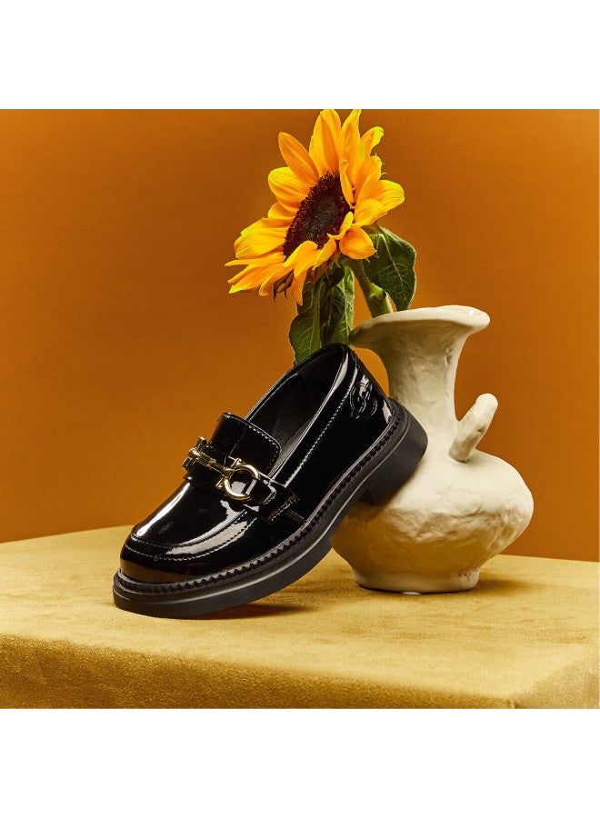 YEARCON Yierkang Children's Shoes, Girls' Princess Shoes, Spring Children's Black Leather Shoes, Non-slip Student Leather Shoes, Soft-soled Performance Shoes, Black, Size 35 - Image 1