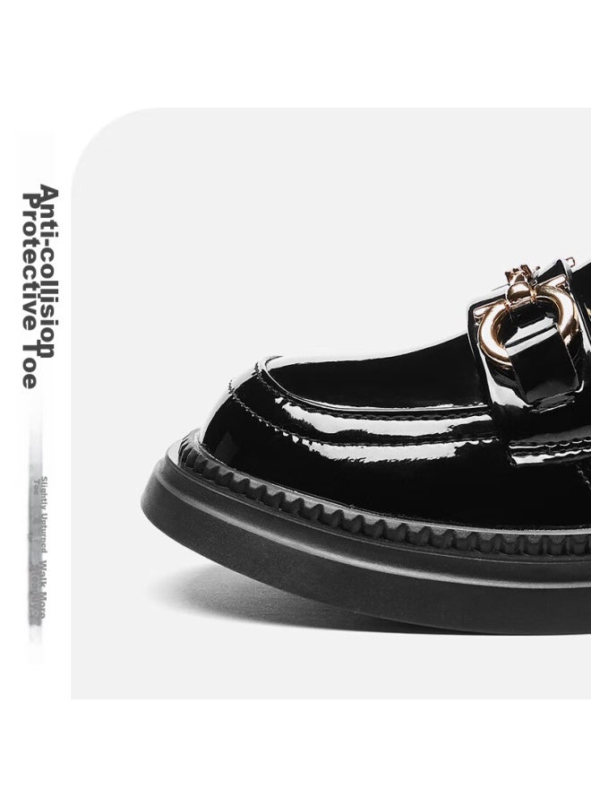 YEARCON Yierkang Children's Shoes, Girls' Princess Shoes, Spring Children's Black Leather Shoes, Non-slip Student Leather Shoes, Soft-soled Performance Shoes, Black, Size 35 - Image 3