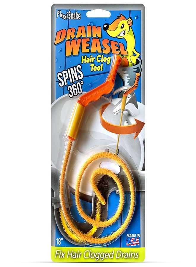 FlexiSnake Drain Millipede G2-18 inch - Drain Clog Remover with Rotating Handle - Reusable, Thin, Flexible, Easy to Use on Most Drains & Grates - Made in USA - Image 1
