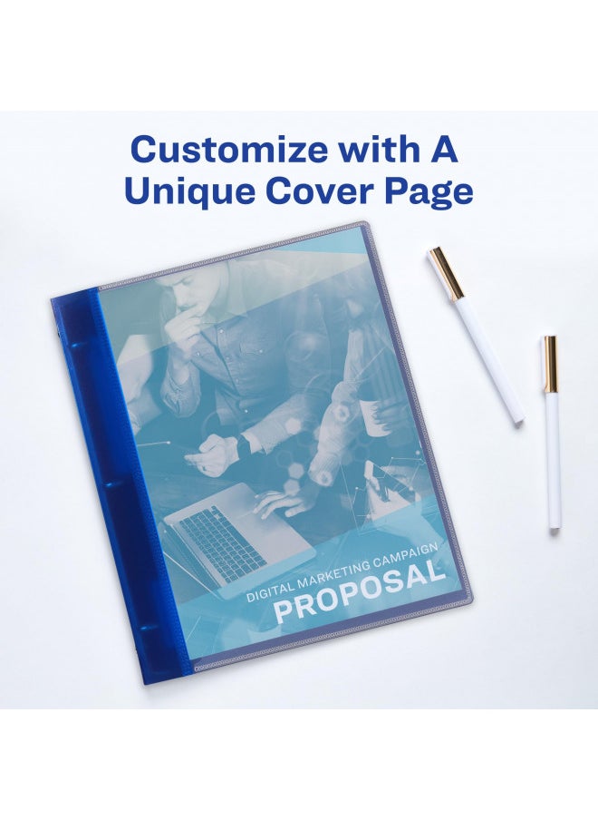 AVERY Avery Flexible View 3 Ring Binder, Clear Front Customizable Cover with Solid Back, 1 Inch Round Rings, 1 Clear/Blue Binder (17675)  - Image 5