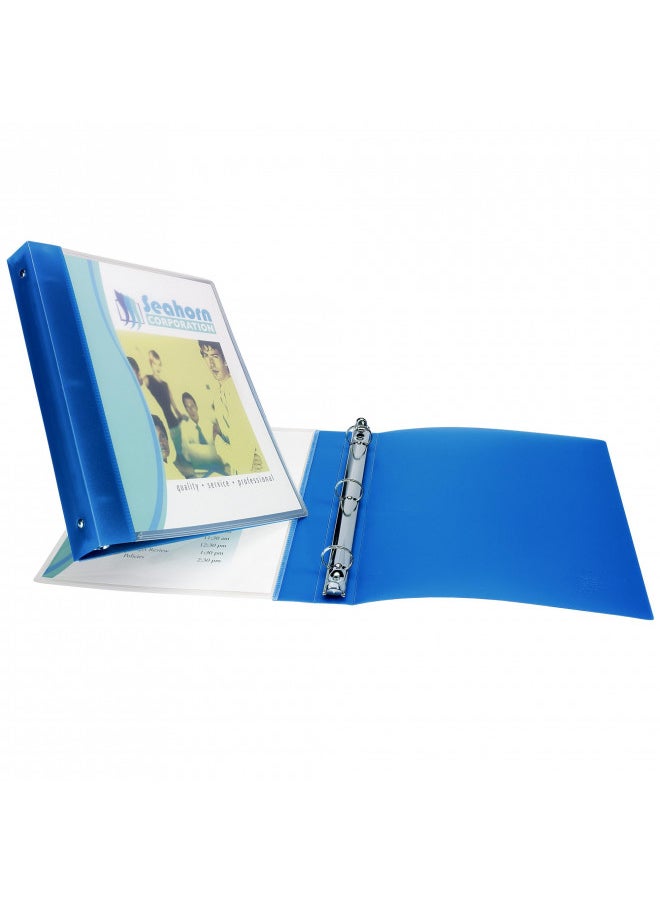 AVERY Avery Flexible View 3 Ring Binder, Clear Front Customizable Cover with Solid Back, 1 Inch Round Rings, 1 Clear/Blue Binder (17675)  - Image 2