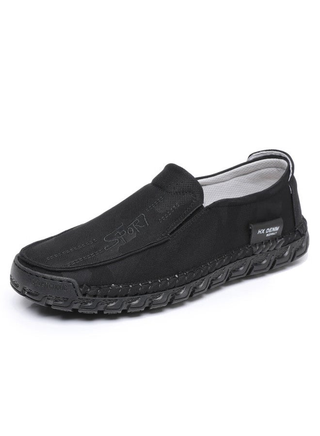 Anglerfish Ankang Old Beijing Cloth Shoes Spring And Autumn Men's Soft-soled Middle-aged And Elderly Dad's Single Shoes Breathable Casual Shoes A5006 Black 41 - Image 1