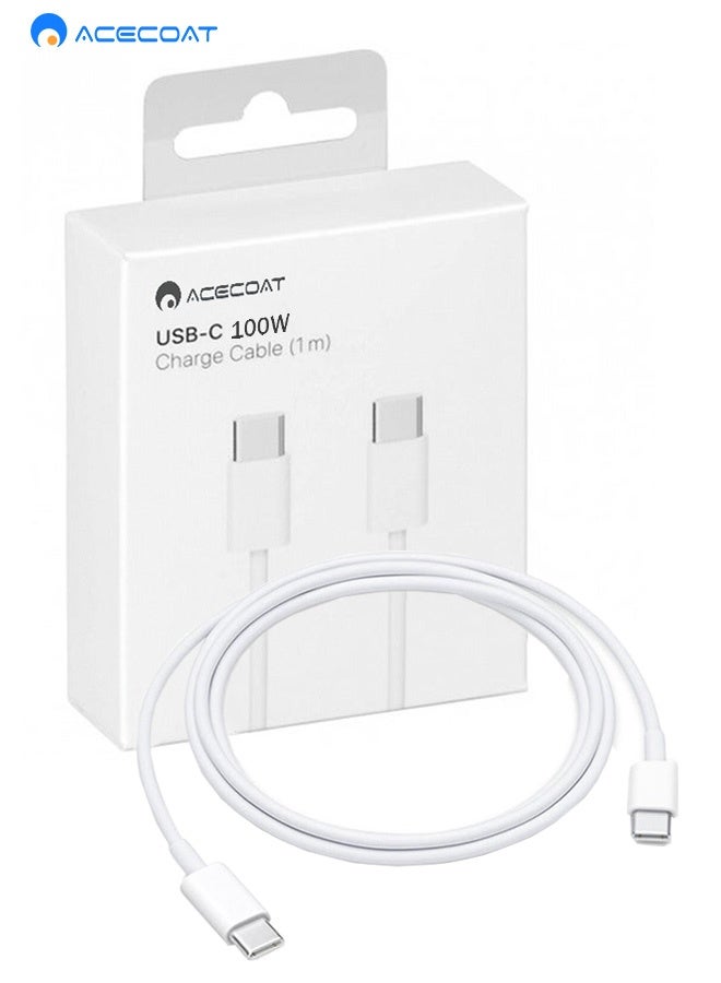 ACECOAT USB C to USB C Cable 100W for MacBook Pro/Air Charger, iPad Pro 13/12.9/11 inch, Air 5/4, Mini 6, iPhone 16/15 Pro Max Plus, Samsung, Type C PPS Fast Charging Cord 100CM - Image 1
