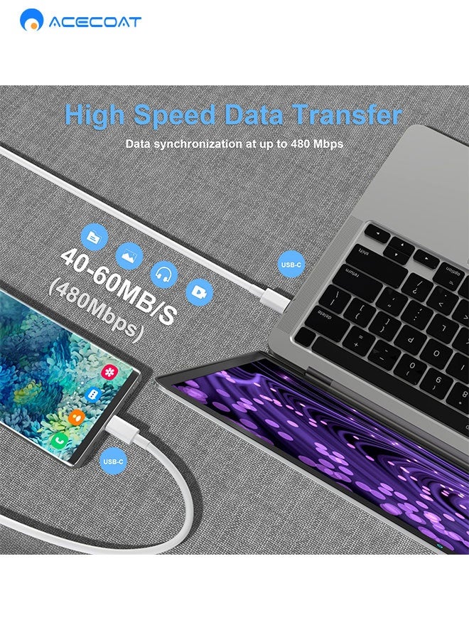 ACECOAT USB C to USB C Cable 100W for MacBook Pro/Air Charger, iPad Pro 13/12.9/11 inch, Air 5/4, Mini 6, iPhone 16/15 Pro Max Plus, Samsung, Type C PPS Fast Charging Cord 100CM - Image 4