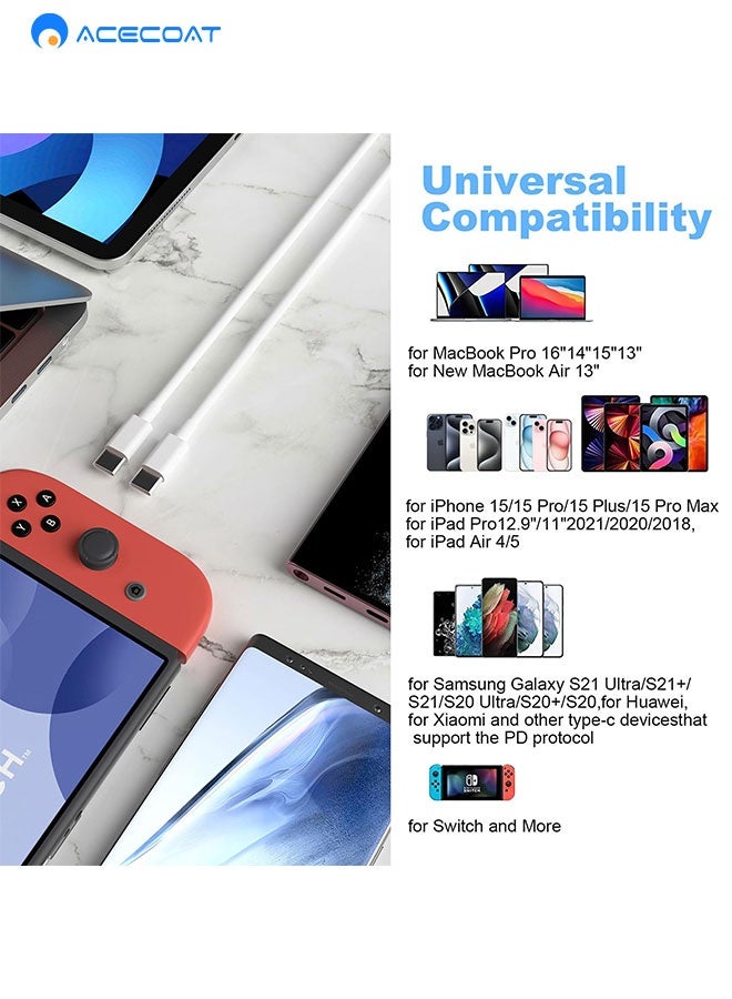 ACECOAT USB C to USB C Cable 100W for MacBook Pro/Air Charger, iPad Pro 13/12.9/11 inch, Air 5/4, Mini 6, iPhone 16/15 Pro Max Plus, Samsung, Type C PPS Fast Charging Cord 100CM - Image 5