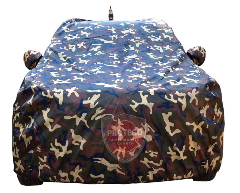 PROTEGO 4x4 Heavy Duty Fabric All Weather Car Cover for Volkswagen tiguan | Dog Proof, 100% Waterproof, Custom Fit, Elastic Grip, 4+ Years Life, Durable, Mirror Pocket | (Army Military) - Image 1