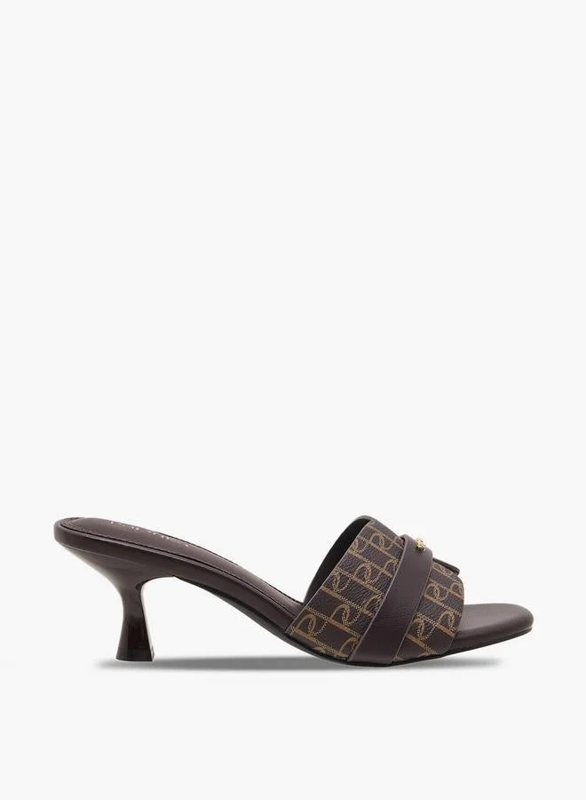 Women Monogram Print Slip-On Sandals