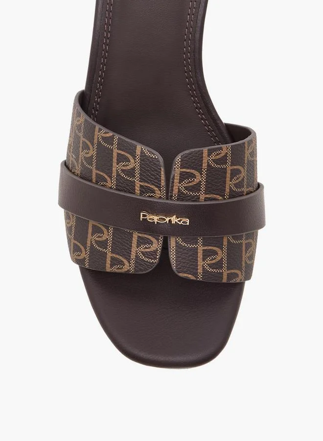 Paprika BROWN Women Monogram Print Slip-On Sandals for Women | Best Price UAE