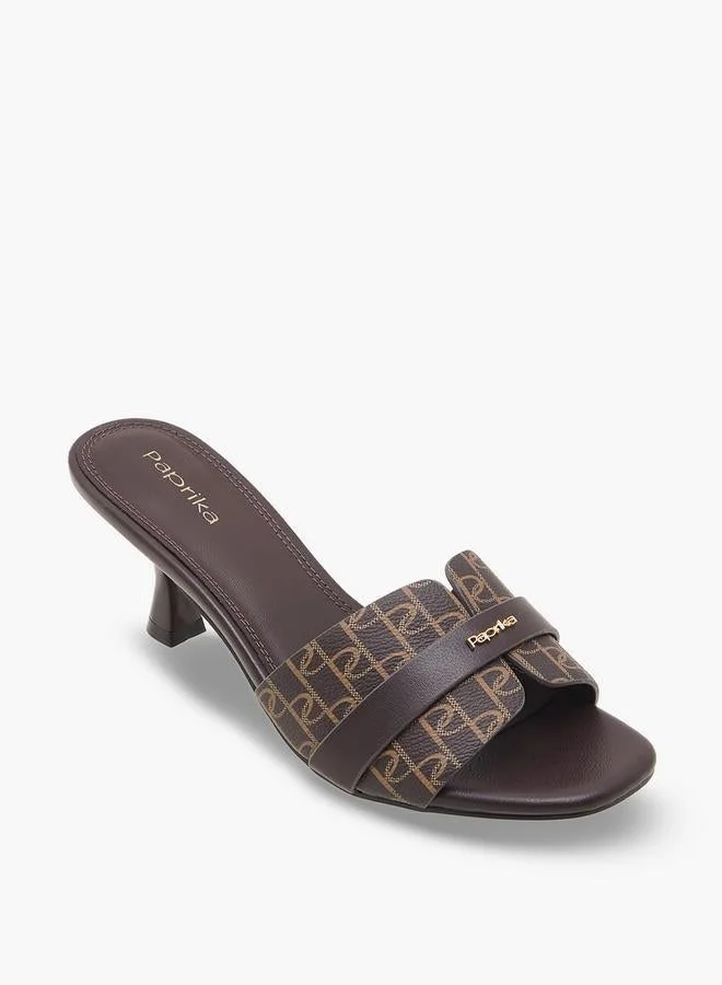 Paprika BROWN Women Monogram Print Slip-On Sandals for Women | Best Price UAE