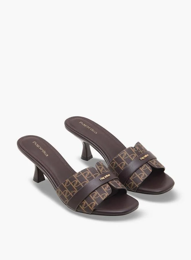 Paprika BROWN Women Monogram Print Slip-On Sandals for Women | Best Price UAE