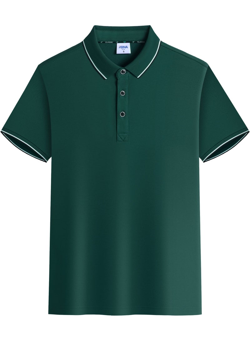 YEL PRO Men Quick Dry Breathable Elastic T-Shirt Dark Green - Image 1