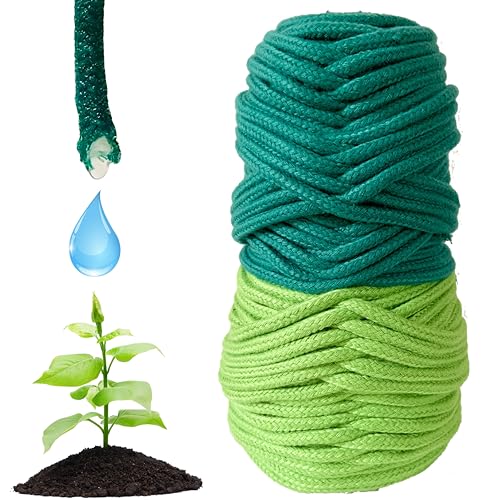 NIVAVE Pro - Plants Automatic Drip Watering Wick Cord Spike for 15-30 Days Holiday/Hydroponic NFT String Rope (1/5 inch, Light & Dark Green, 5 mm, 120 feet) - Image 1