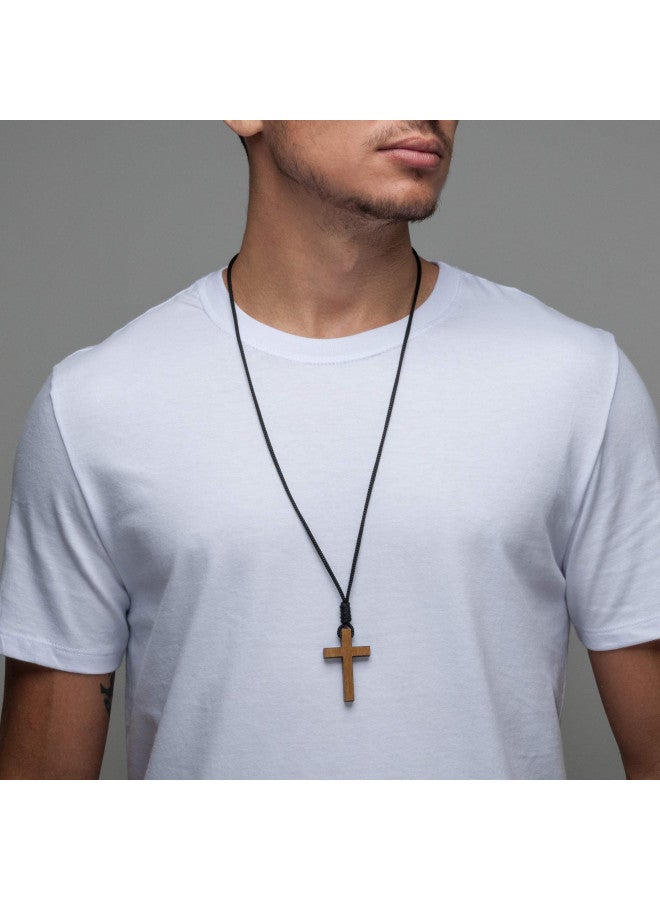 Intercession Wood Cross Crucifix on Cord - Made in Brazil (2 Inches) - Image 3