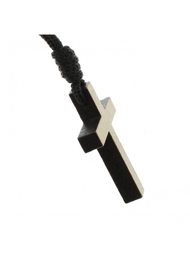 Intercession Wood Cross Crucifix on Cord - Made in Brazil (2 Inches) - Image 4