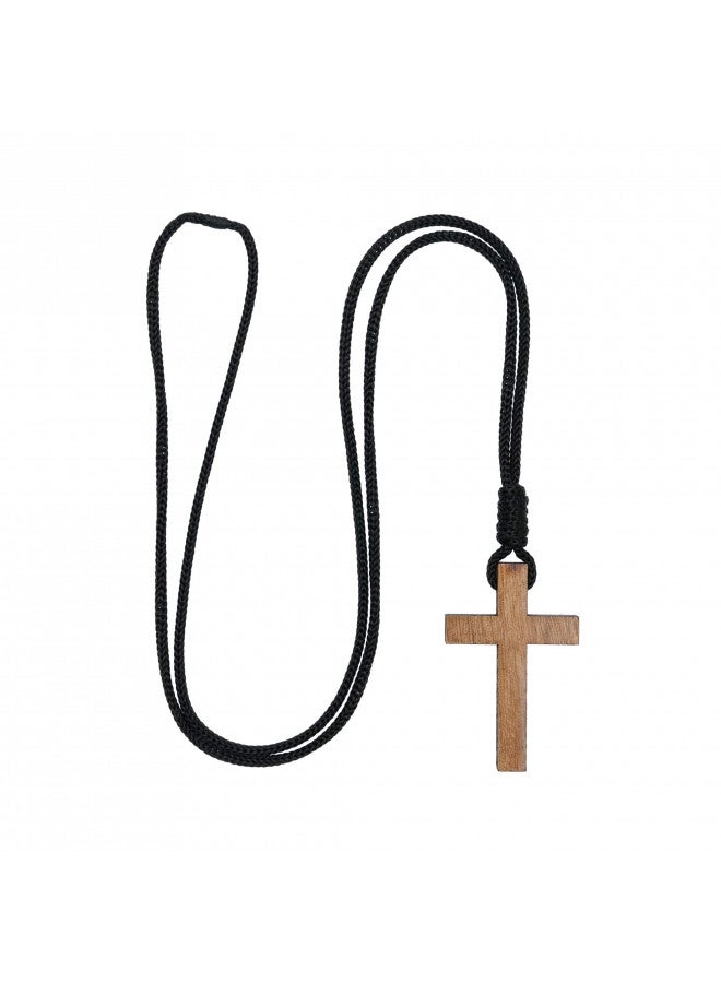 Intercession Wood Cross Crucifix on Cord - Made in Brazil (2 Inches) - Image 1