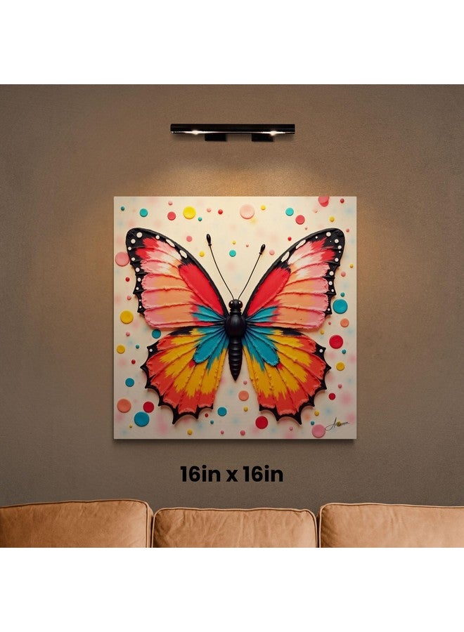 Artfluence Butterfly Painting for Wall Decoration Abstract Wall Painting for Living - Multicolor Wings Butterfly for Home Decoration with Frame-Fade-Resistant, Pine Wood Framed, 380 GSM Canvas, 16 x 16 inches - Image 5