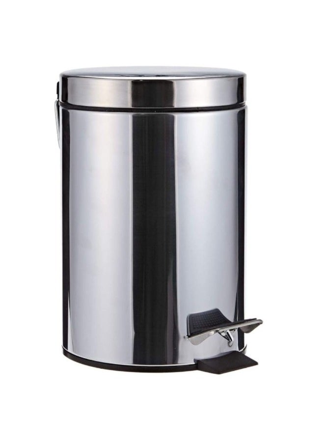 Generic - Turkish Stainless Steel Trash Can with Swing Lid and Foot Pedal Can Comes with Plastic Inner for Easy Cleaning with Foot Pedal-Silver-8 Liters - Image 1